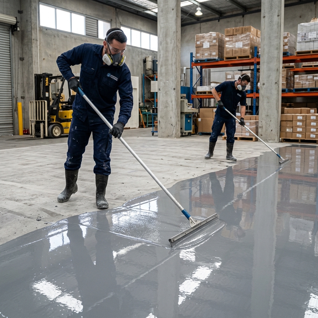 Industrial epoxy and PU flooring system